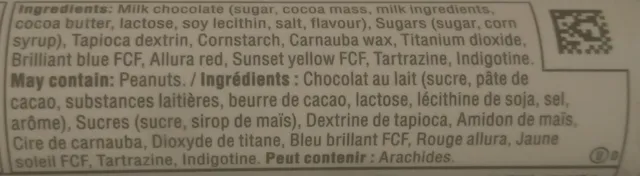 M&M's Minis Milk Chocolate Candies 50 g, ingredients of pack