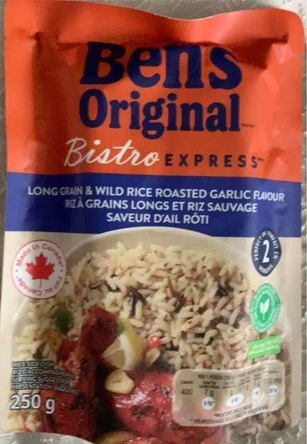 Ben's Original Bistro Express Long Grain & Wild Rice Roasted Garlic Flavour 250 g, front of pack