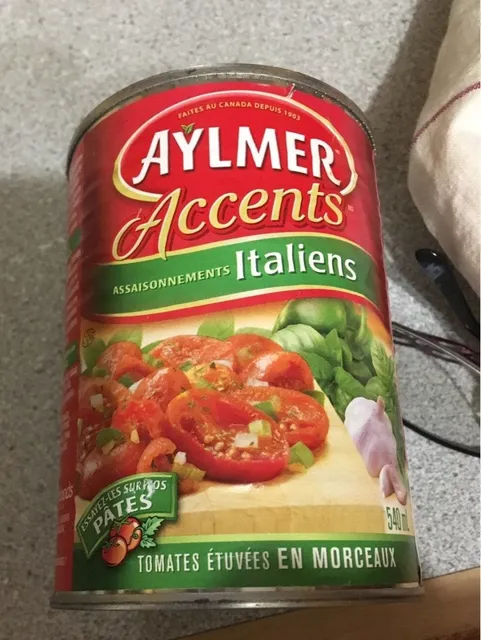 Aylmer Accents Italian Seasonings Chunky Stewed Tomatoes 540 mL, front of pack