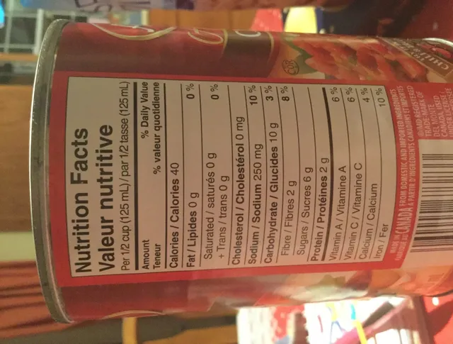 Aylmer Accents Chili Seasonings Diced Stewed Tomatoes 540 mL, nutrition of pack