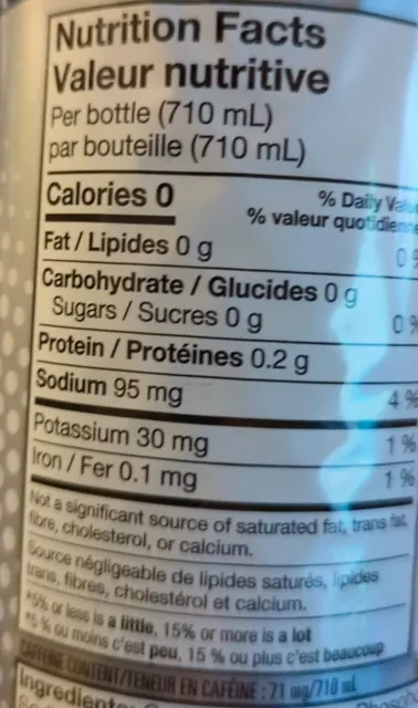 Diet Pepsi 6 × 710 mL, nutrition of pack