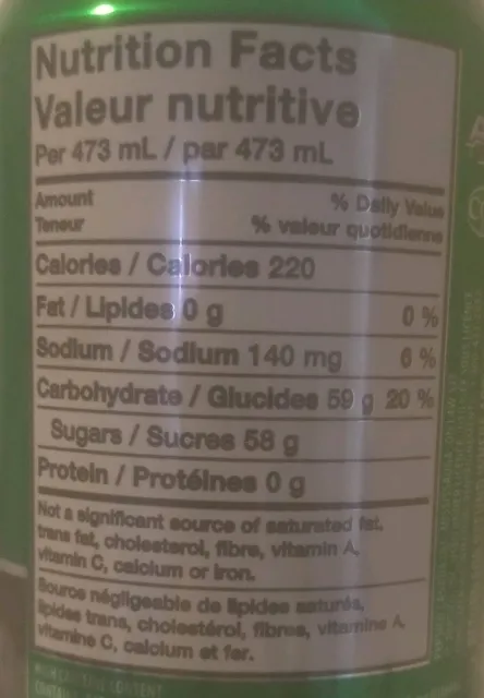 Amp Energy Power Citrus 473 ml, nutrition of pack