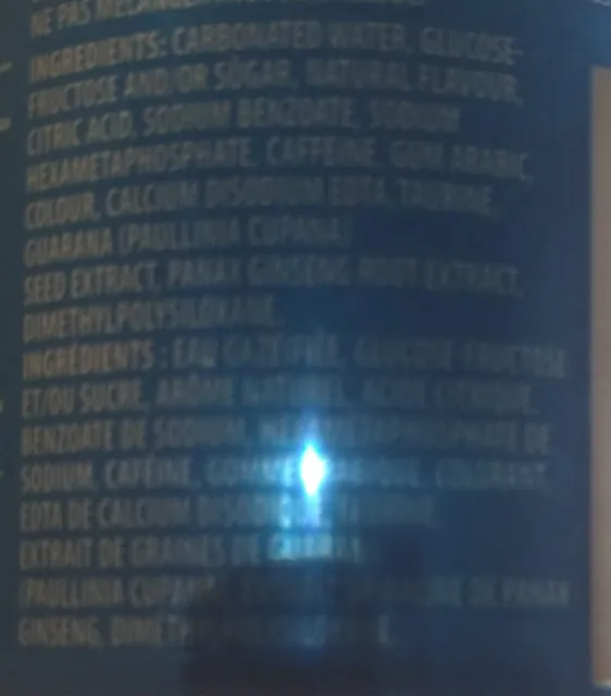 Amp Energy Mixed Berry 473 ml, ingredients of pack