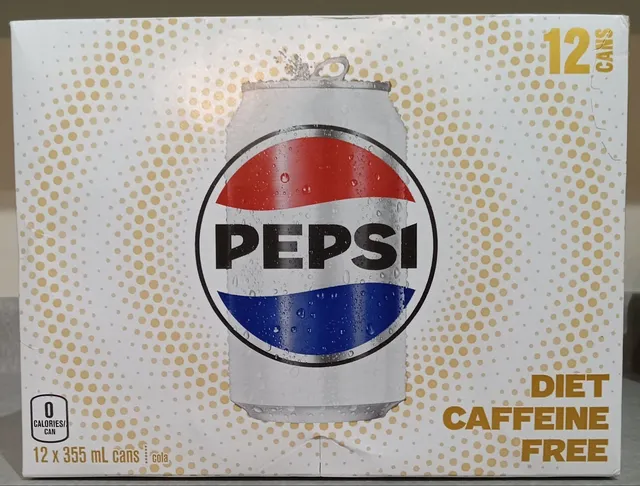 Caffeine Free Diet Pepsi 12 × 355 mL, front of pack