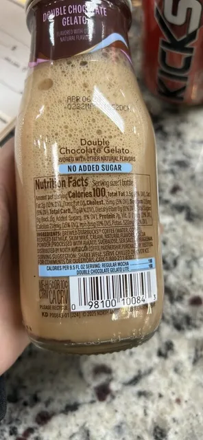 Starbucks Frappuccino Lite Double Chocolate Gelato Chilled Coffee Drink 9.5 fl oz, nutrition of pack