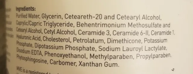 CeraVe Moisturizing Cream 16 oz (453 g), ingredients of pack