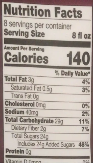 Sambazon Açaí The Original Superfood Juice 64 fl oz, nutrition of pack