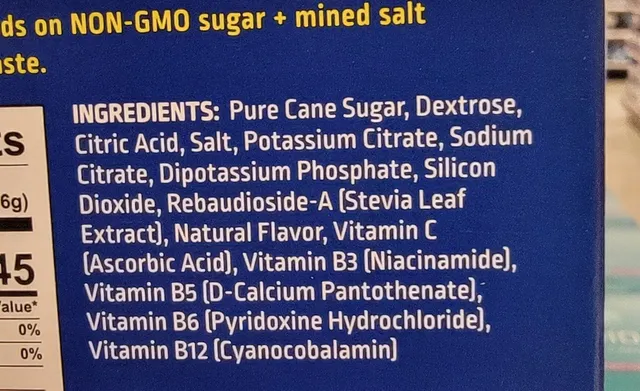 Liquid I.V. Hydration Multiplier Lemon Lime 160 g, ingredients of pack