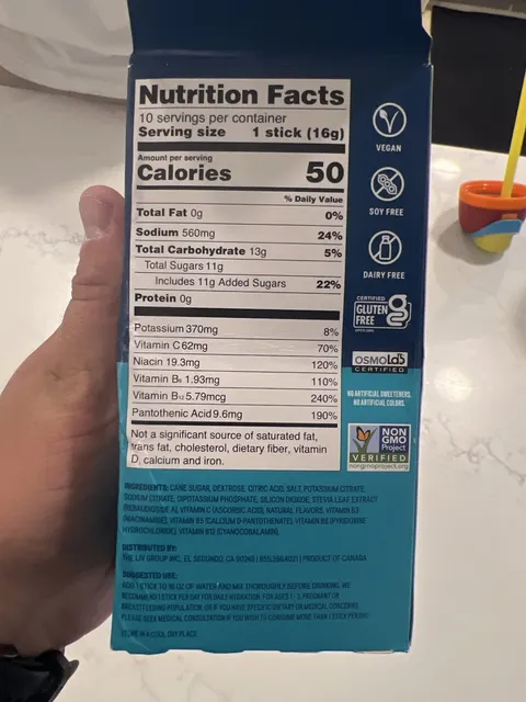 Liquid I.V. Hydration Multiplier Lemon Lime 160 g, nutrition of pack