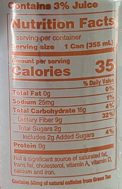Olipop Vintage Cola 355 ml, nutrition of pack
