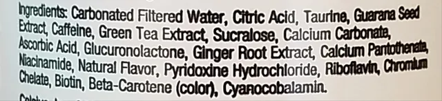 Celsius Sparkling Orange 12 fl oz, ingredients of pack