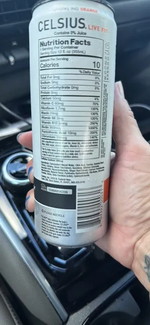 Celsius Sparkling Orange 12 fl oz, nutrition of pack