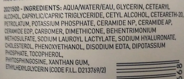 CeraVe Moisturizing Cream 453 g, ingredients of pack