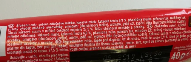 KitKat Chunky 40 g, ingredients of pack