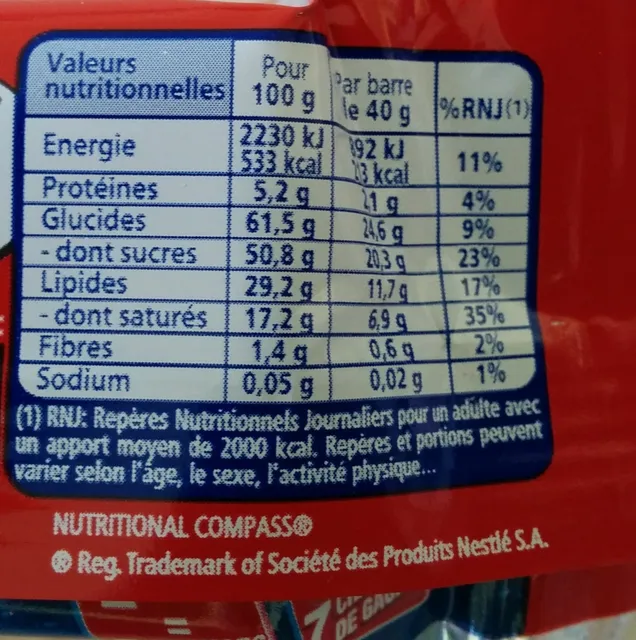 KitKat Chunky 40 g, nutrition of pack