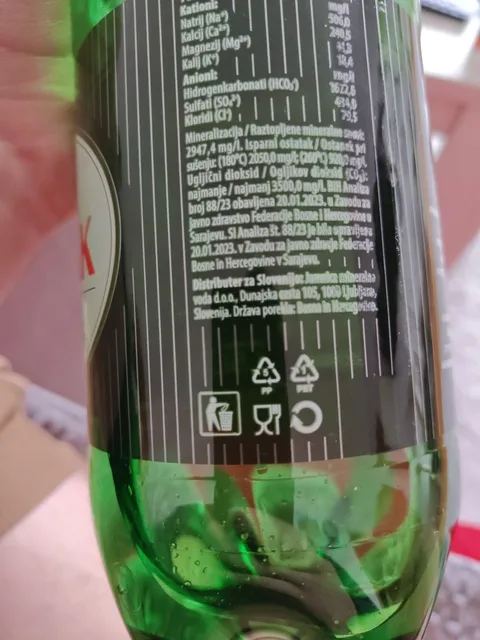 Sarajevski Kiseljak Carbonated Natural Mineral Water 1.5 l, back of pack
