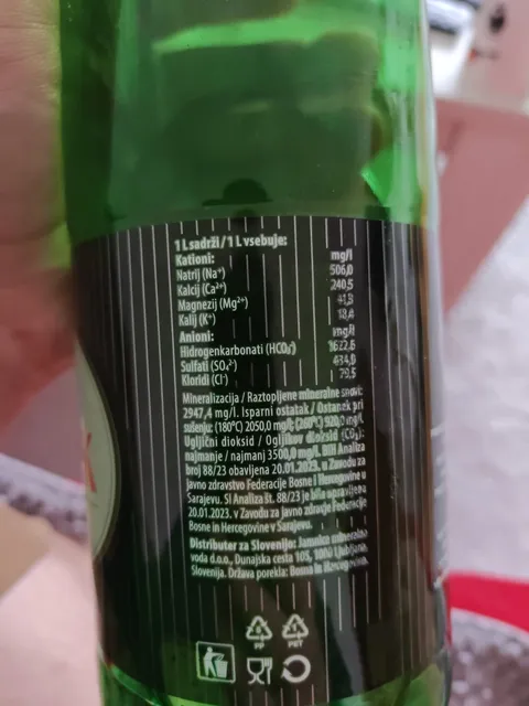 Sarajevski Kiseljak Carbonated Natural Mineral Water 1.5 l, nutrition of pack
