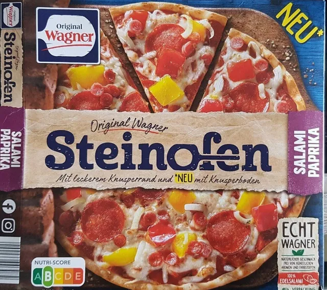 Original Wagner Steinofen Pizza Salami Paprika 340 g, front of pack