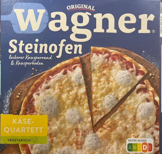 Original Wagner Steinofen Pizza Käse Quartett 350 g, front of pack