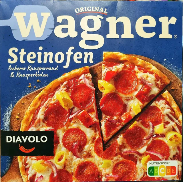 Original Wagner Steinofen Pizza Diavolo 350 g, front of pack