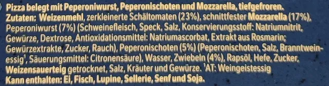 Original Wagner Steinofen Pizza Diavolo 350 g, ingredients of pack