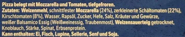Original Wagner Steinofen Pizza Mozzarella 350 g, ingredients of pack
