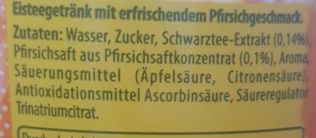 Lipton Peach Ice Tea 1.5 L, ingredients of pack