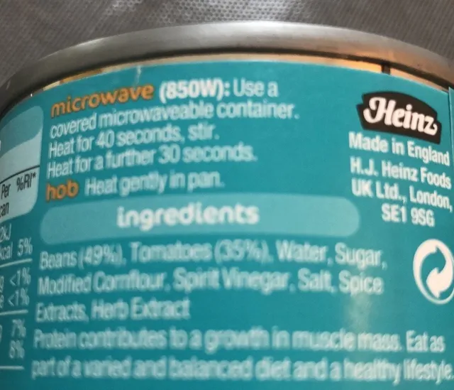 Heinz Baked Beanz 150 g, ingredients of pack