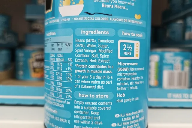 Heinz Beanz in a Rich Tomato Sauce 415 g, nutrition of pack