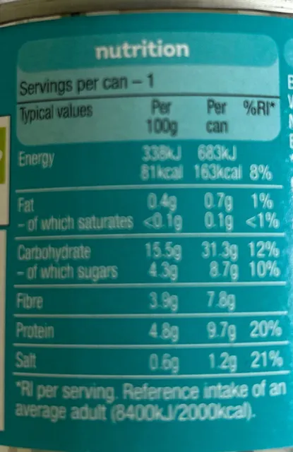 Heinz Beanz in a Rich Tomato Sauce 200 g, nutrition of pack