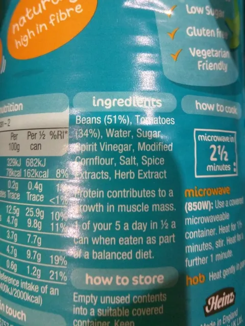 Heinz Beanz in a Rich Tomato Sauce 4 x 415 g, ingredients of pack