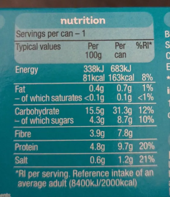 Heinz Beanz in a Rich Tomato Sauce 3 x 200 g, nutrition of pack