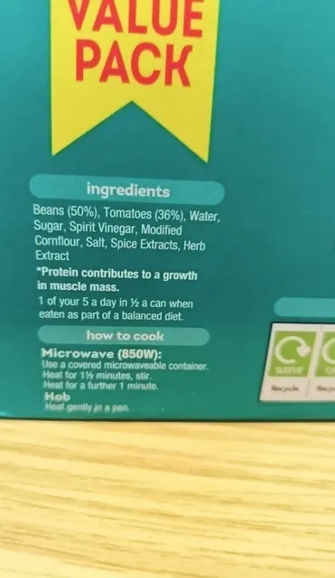 Heinz Beanz in a Rich Tomato Sauce 6 x 415 g, ingredients of pack