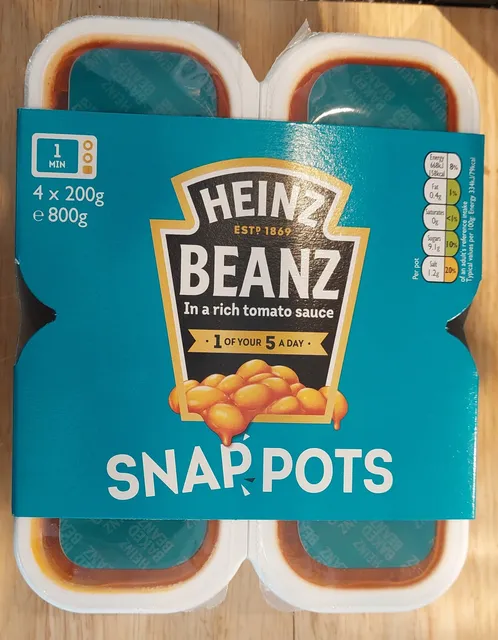 Heinz Beanz Snap Pots 4 x 200 g, front of pack