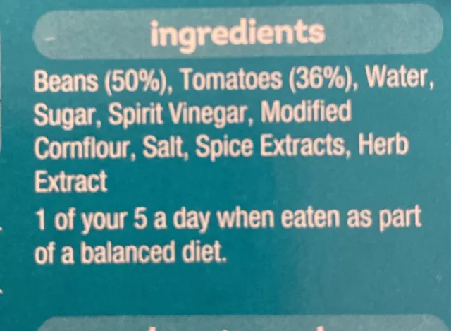 Heinz Beanz in a Rich Tomato Sauce 4 x 200 g, ingredients of pack