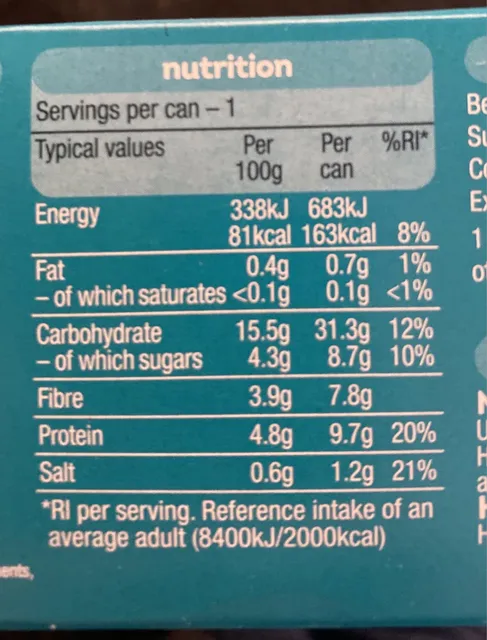 Heinz Beanz in a Rich Tomato Sauce 4 x 200 g, nutrition of pack