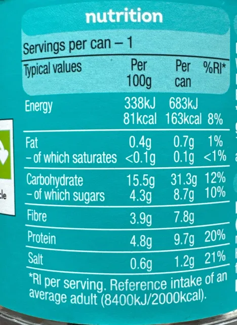 Heinz Beanz in a Rich Tomato Sauce 6 x 200 g, nutrition of pack
