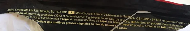 Mars Duo 78.8 g, ingredients of pack