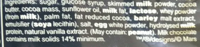 Mars 4 x 51 g, ingredients of pack
