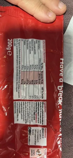 KitKat Mini 200 g, nutrition of pack