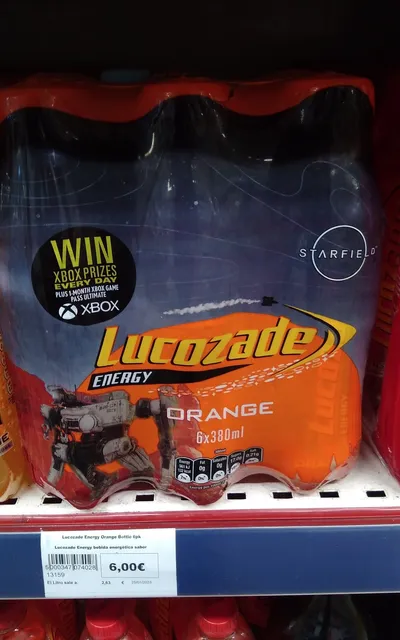 Lucozade Energy Orange 6 x 380 ml, front of pack