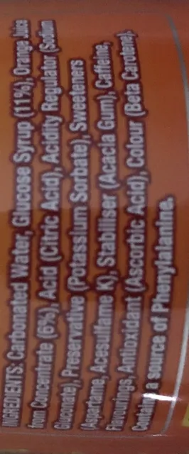 Lucozade Energy Orange 6 x 380 ml, ingredients of pack