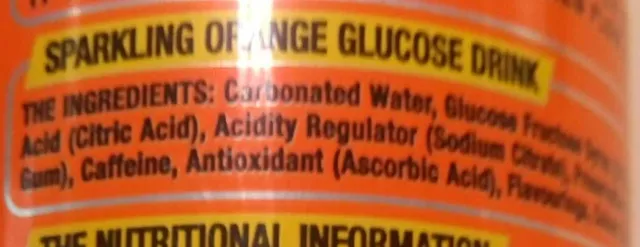Lucozade Energy Orange 330 ml, ingredients of pack