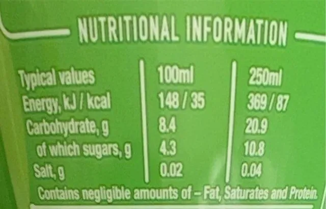 Lucozade Energy Apple Blast 1 l, nutrition of pack