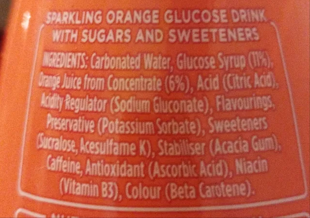 Lucozade Energy Orange 900 ml, ingredients of pack