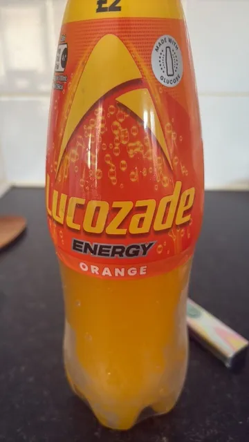Lucozade Energy Orange 900 ml, back of pack