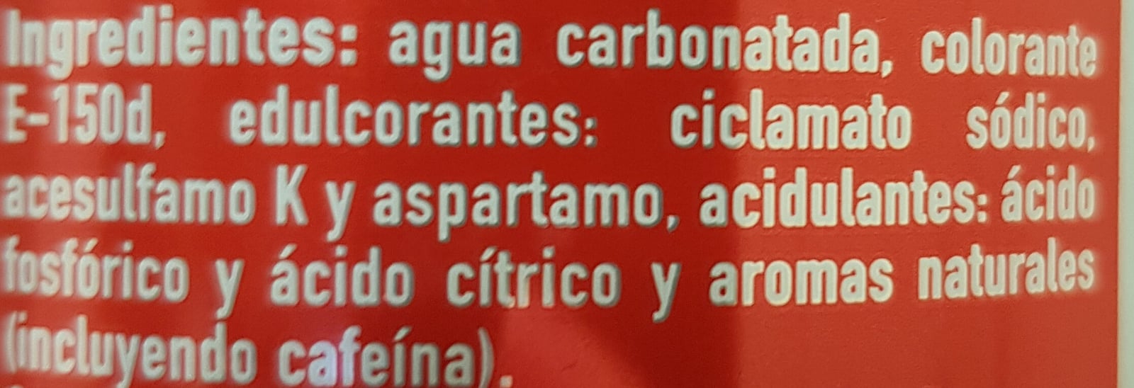 Coca-Cola Light 330 ml, ingredients of pack