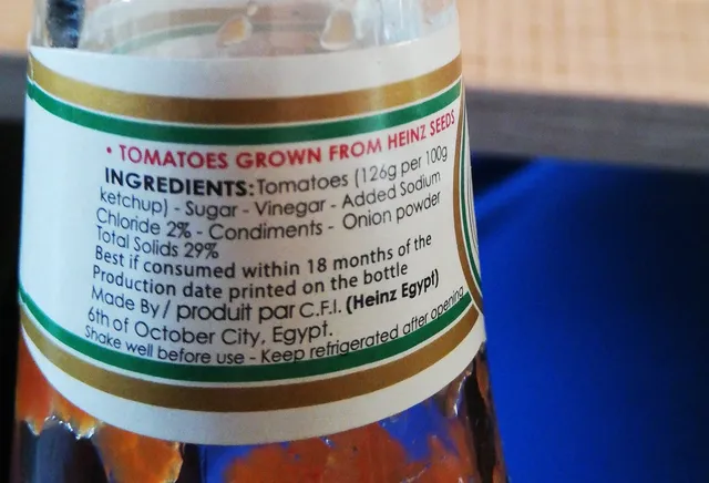Heinz Tomato Ketchup 342 g, ingredients of pack