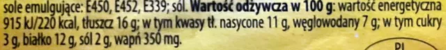 Złoty Ementaler 100 g, nutrition of pack