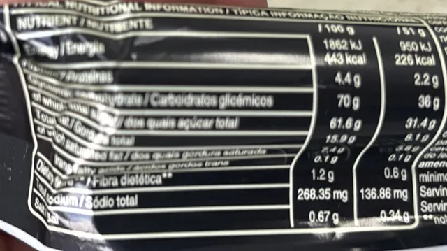 Mars 51 g, nutrition of pack